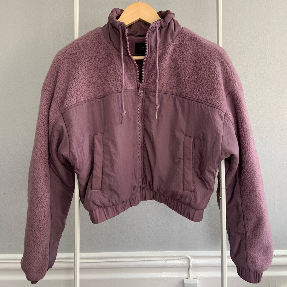 Cropped Purple Puffer Jacket